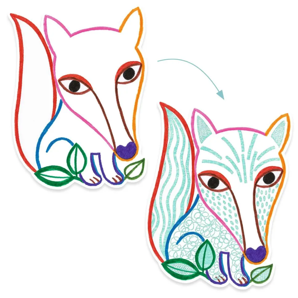 COLORIAGE : Animaux de la forêt à révéler - Djeco