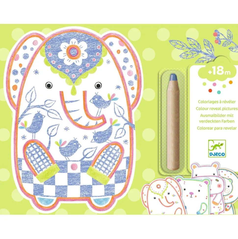 COLORIAGE : Animaux sauvages à révéler - Djeco