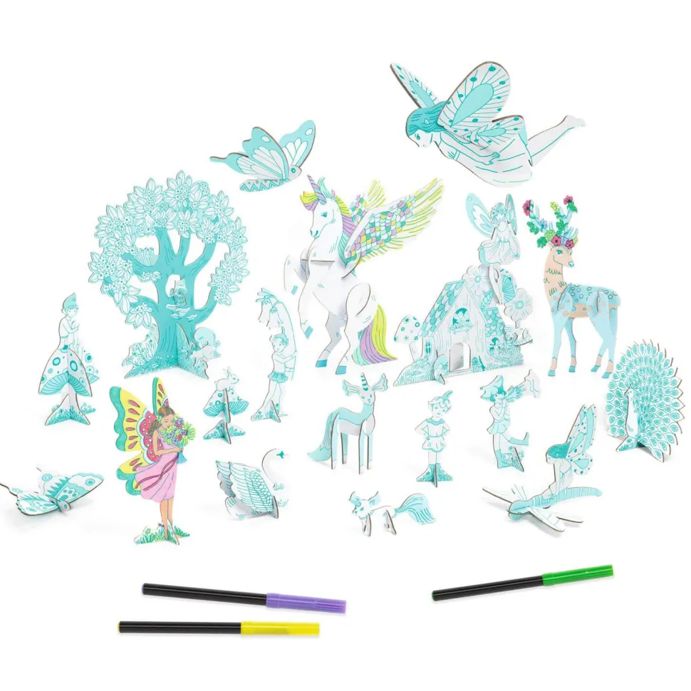 Coloriage et assemblage : Monde enchanté - Djeco