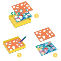 Coloriage et pochoir : Piou piou & co - Djeco