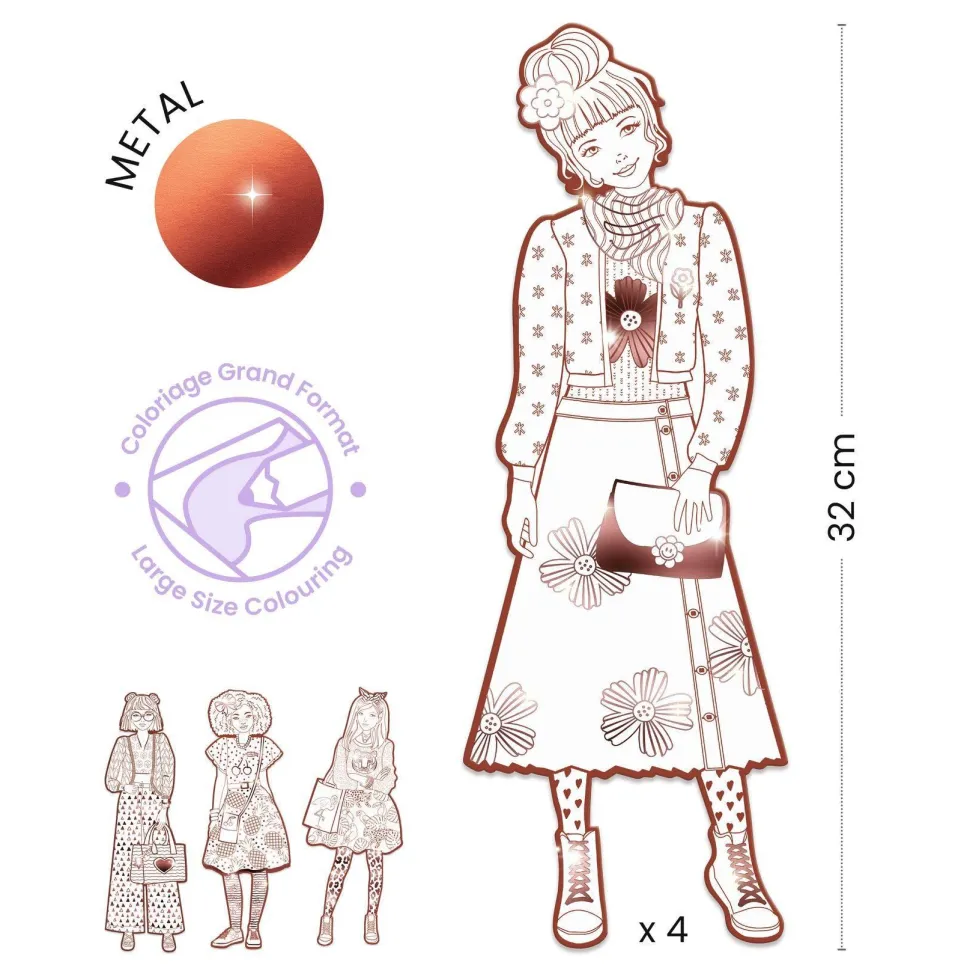 COLORIAGE GRAND FORMAT : Nina & ses amies - LES DEMOISELLES - Djeco