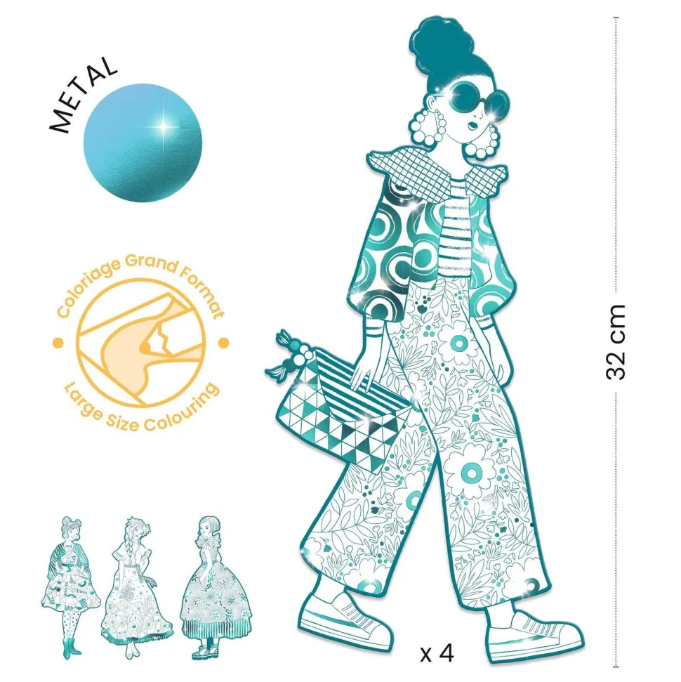 COLORIAGE GRAND FORMAT : Rebekka & ses amies - LES DEMOISELLES - Djeco