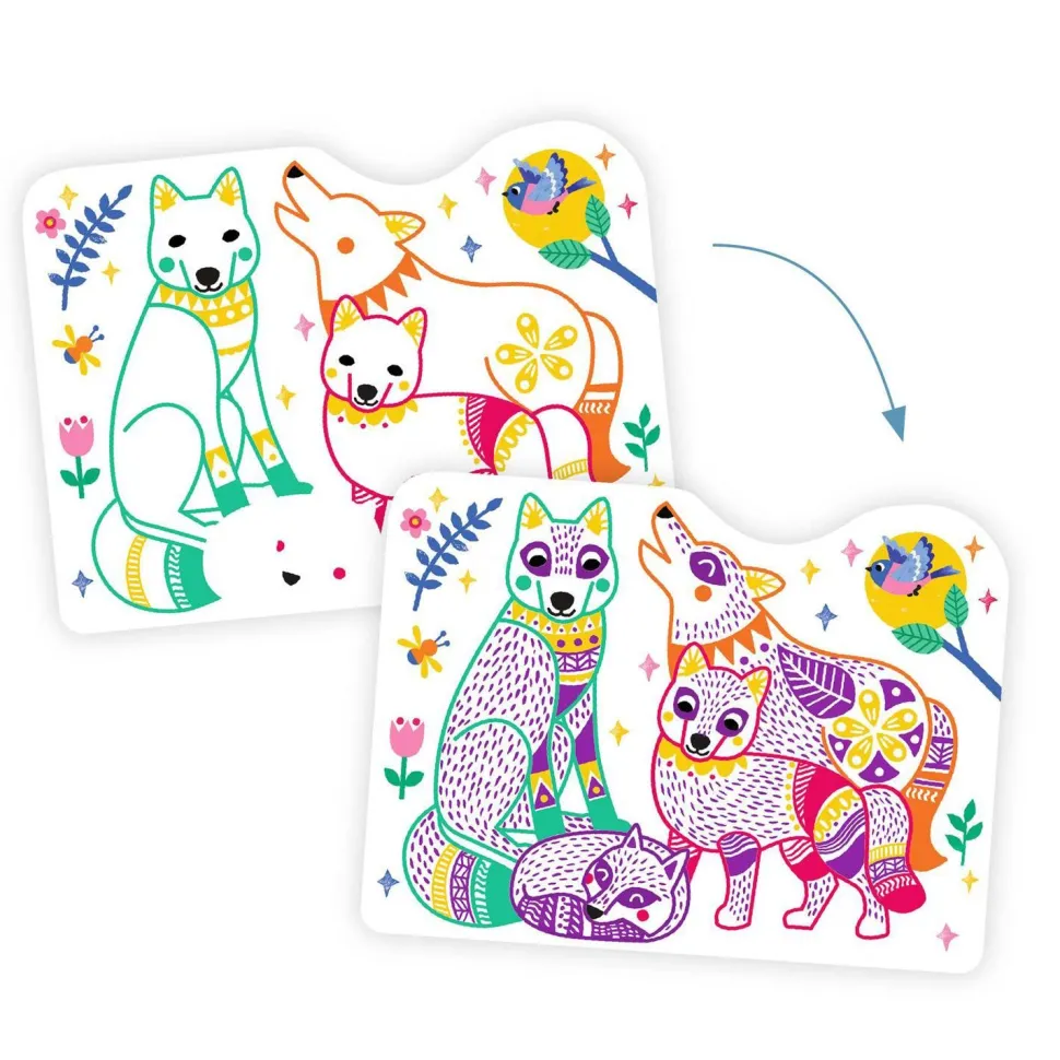 Coloriages à révéler : Familles de la forêt - Djeco