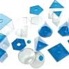 Corps géométriques, transparents (bleu) petits, set de 17 pces - Eduplay