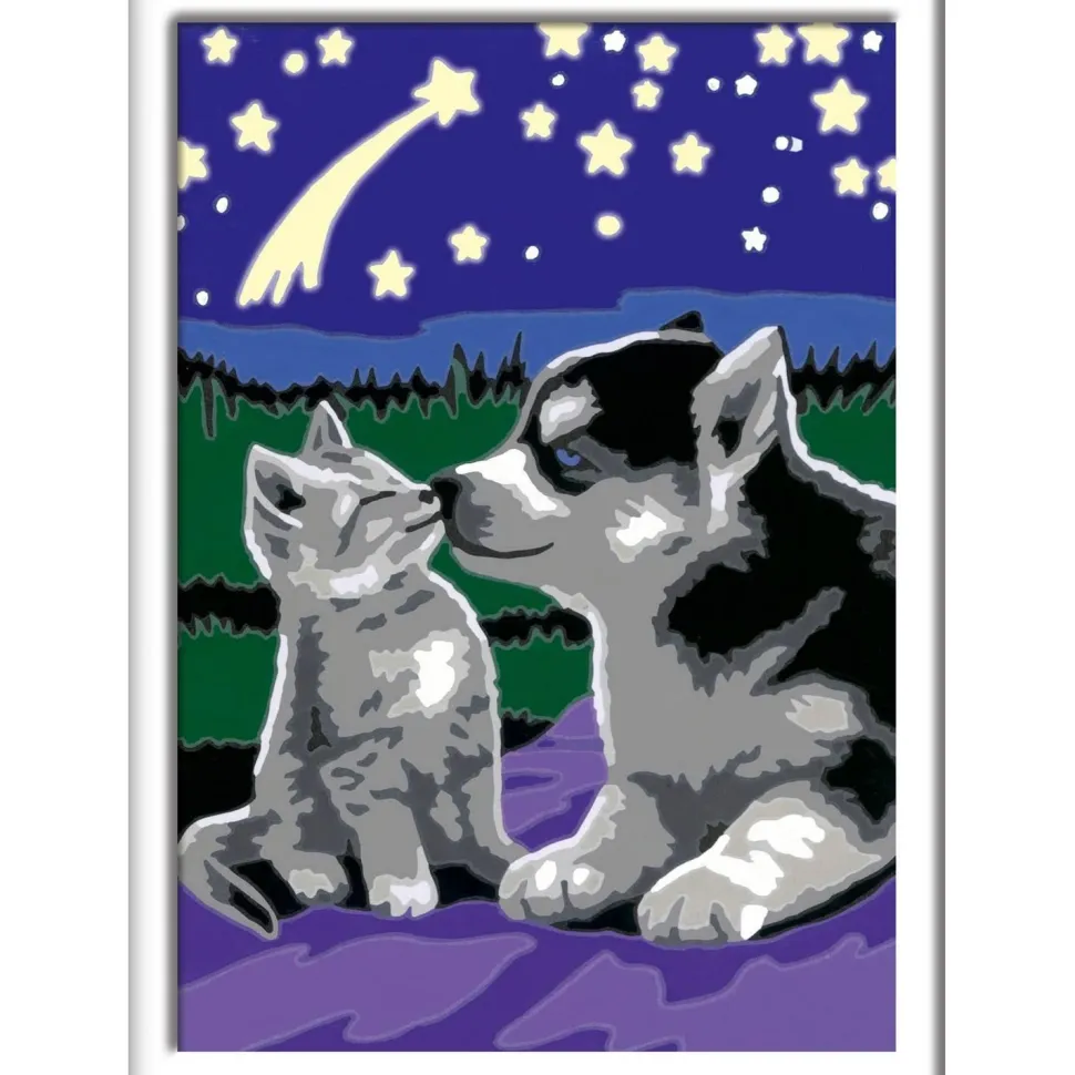 CreArt Kids 13x18cm : Chiot Husky et son compagnon le chaton - Ravensburger