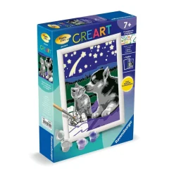 CreArt Kids 13x18cm : Chiot Husky et son compagnon le chaton - Ravensburger