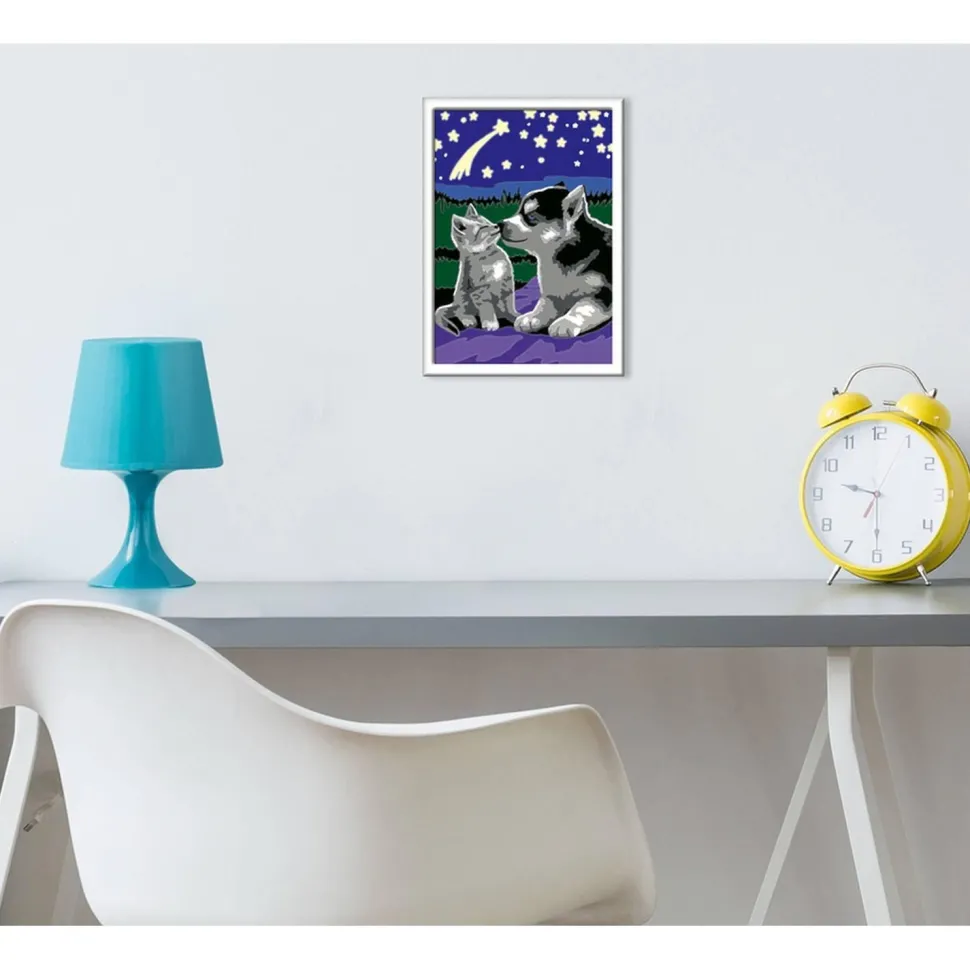 CreArt Kids 13x18cm : Chiot Husky et son compagnon le chaton - Ravensburger