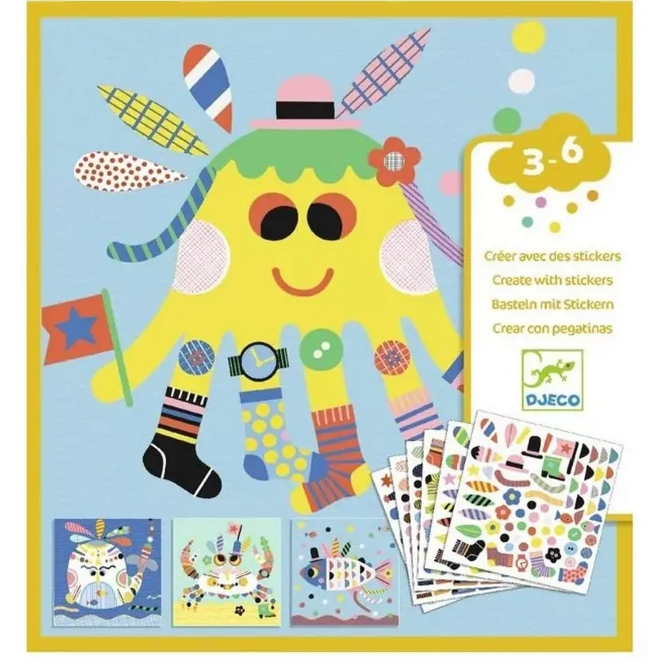 Créer avec des stickers : Animaux marins - Djeco