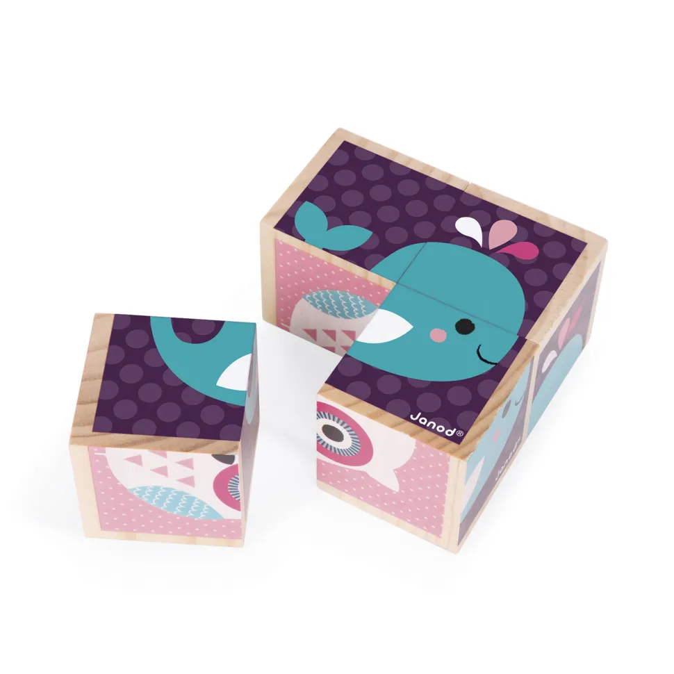 Cubes en bois : Mes Premiers Cubes : Bébés Animaux - Janod