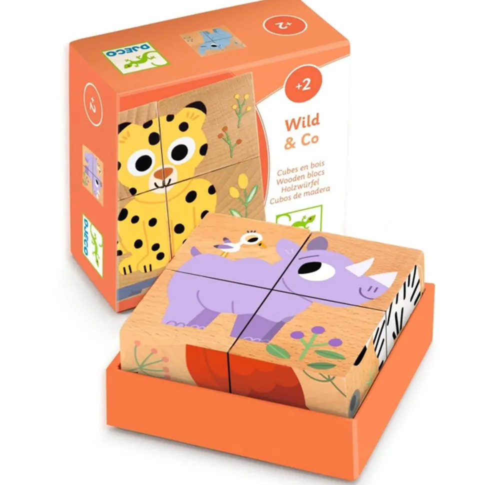 Cubes en bois : Wild and Co - Djeco