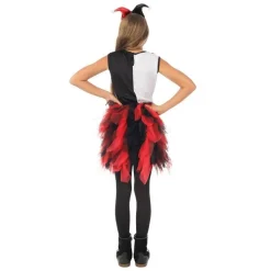 Déguisement arlequin avec froufrou noir, rouge - Fille - RueDeLaFete
