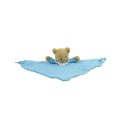 Doudou avec Hochet Ours Triangle 20 cm - Coton Bio Bleu Ciel - Trousselier