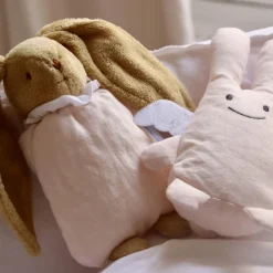 Doudou Lapin Nid d'Ange : Lin rose poudré - Trousselier