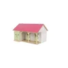 Ecurie pour chevaux avec 2 coffres et rangement rose en bois (1:32) - Kids Globe Horses