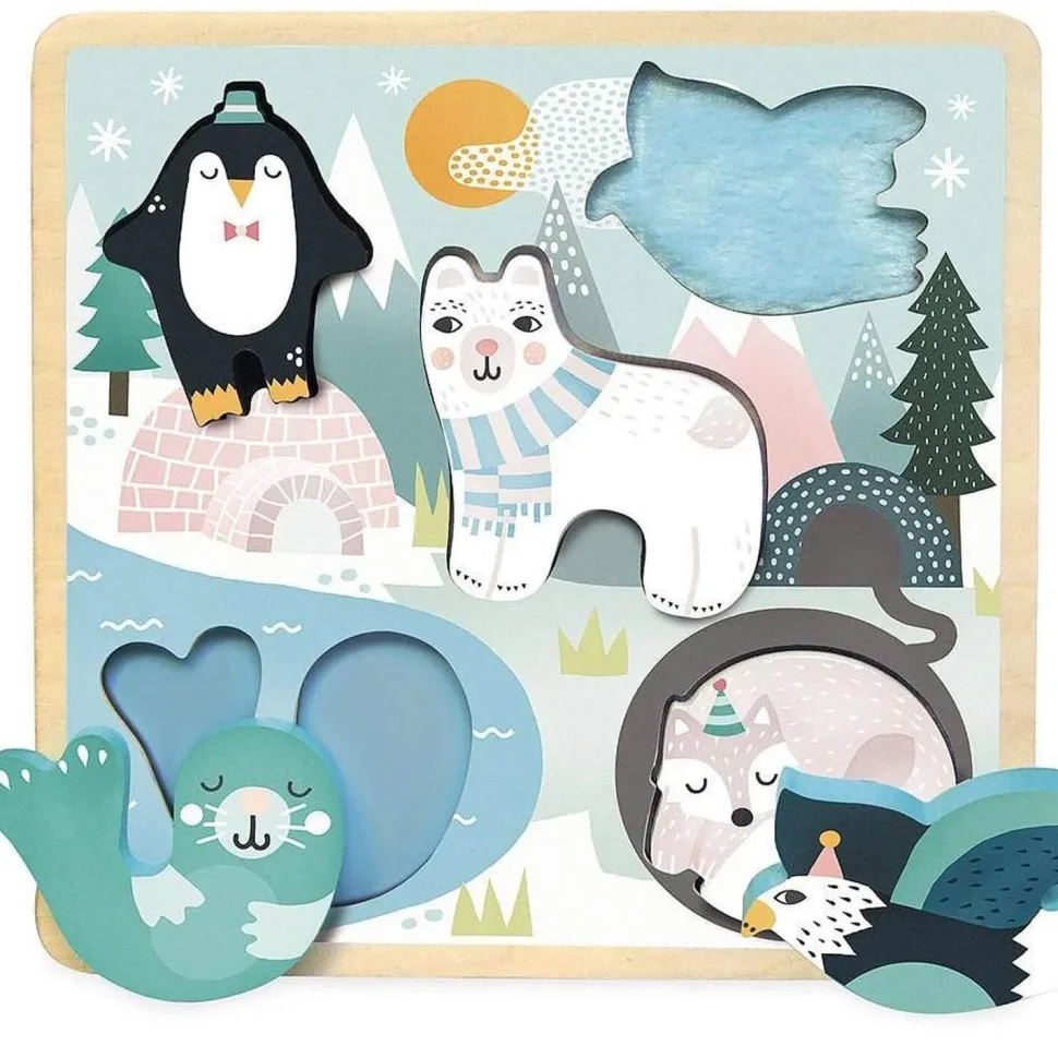 Encastrement tactile 5 pièces en bois : Touch and feel : Banquise - Vilac