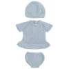 ENSEMBLE de VÊTEMENTS TRICOTÉ gris-bleu pour poupées de 40cm - Miniland