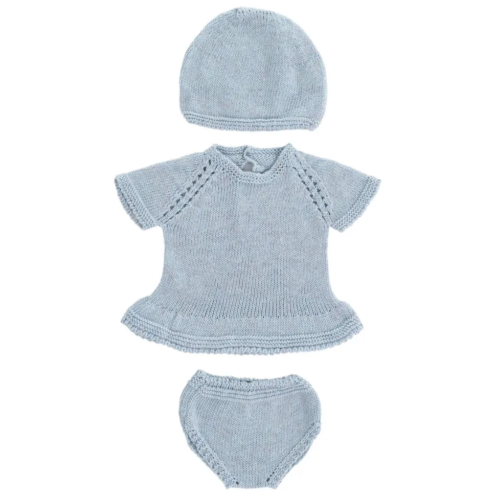 ENSEMBLE de VÊTEMENTS TRICOTÉ gris-bleu pour poupées de 40cm - Miniland