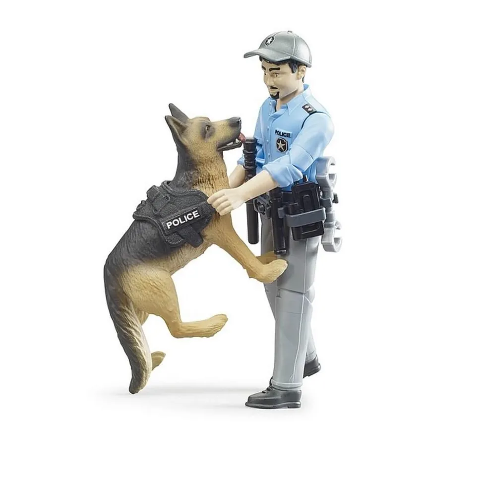 Figurine Bworld : Policier avec son chien - Bruder