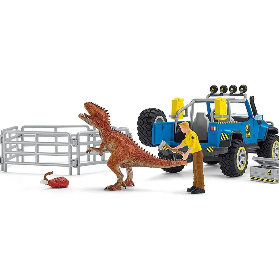 Figurine Dinosaurs : Voiture tout-terrain avec avant-poste Dino - Schleich