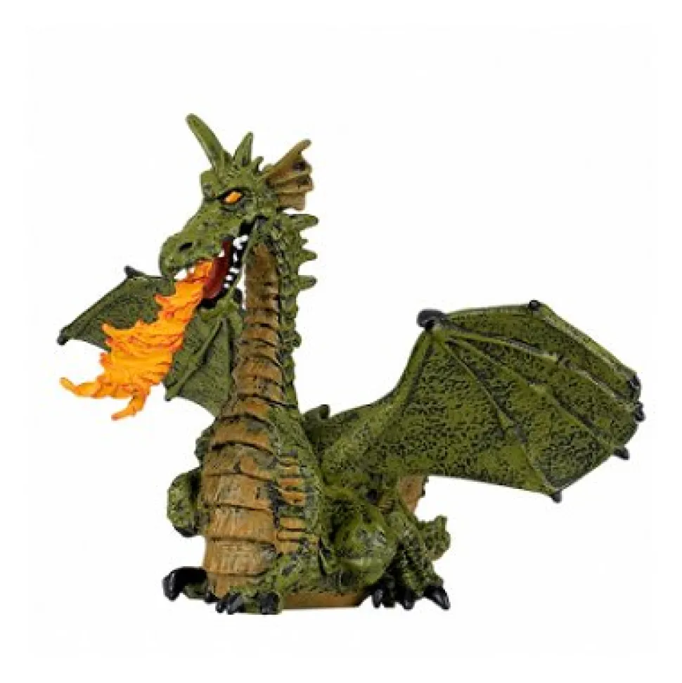 Figurine Dragon ailé vert avec flamme - Papo