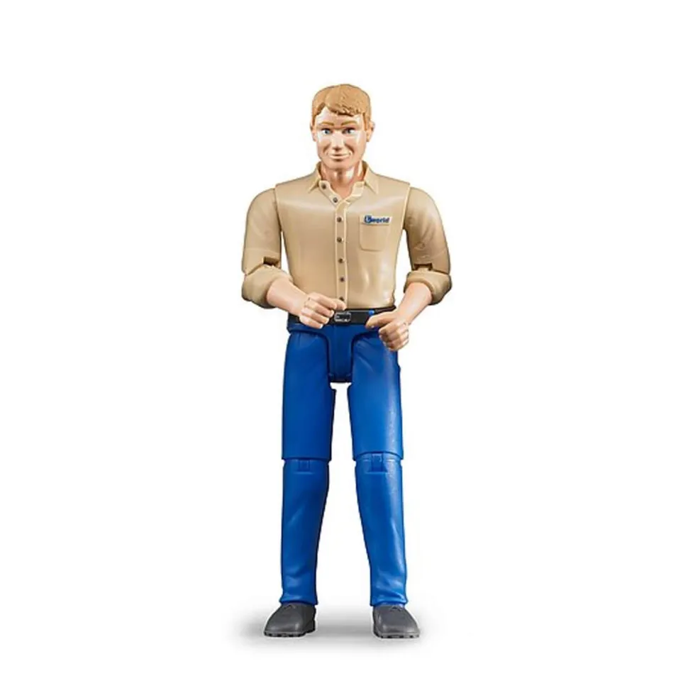 Figurine homme blond avec pantalon bleu - Bruder