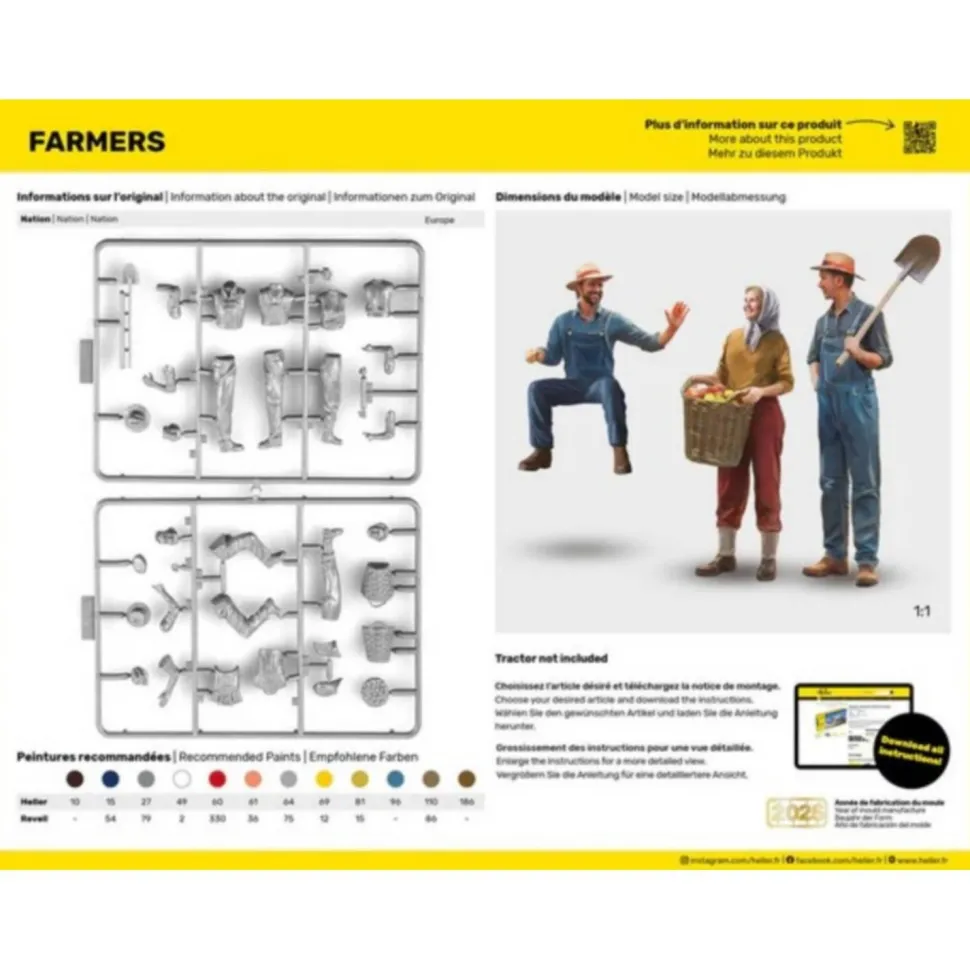 Figurines : Agriculteurs en 1:24 - Heller
