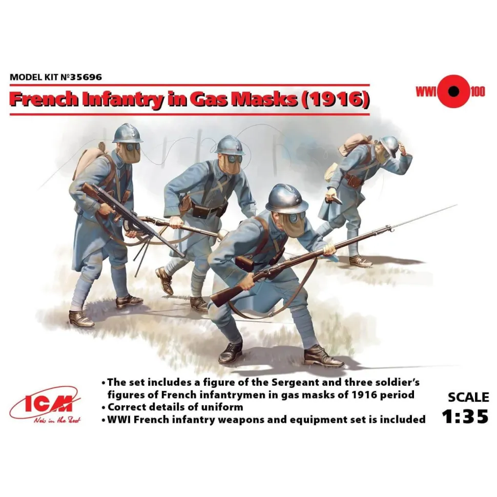 Figurines : Infanterie française avec masques à gaz (1916) - ICM
