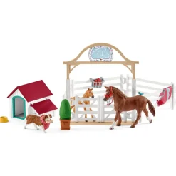 Figurines Chevaux : Chevaux invités d'Hannah avec chienne Ruby et accessoires - Schleich