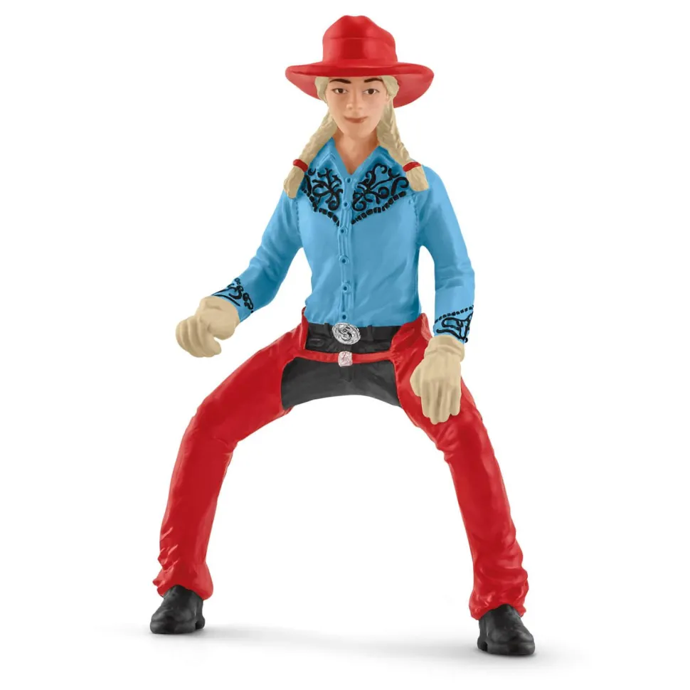 Figurines Farm World : Cowgirl et Tonneaux de Racing - Schleich