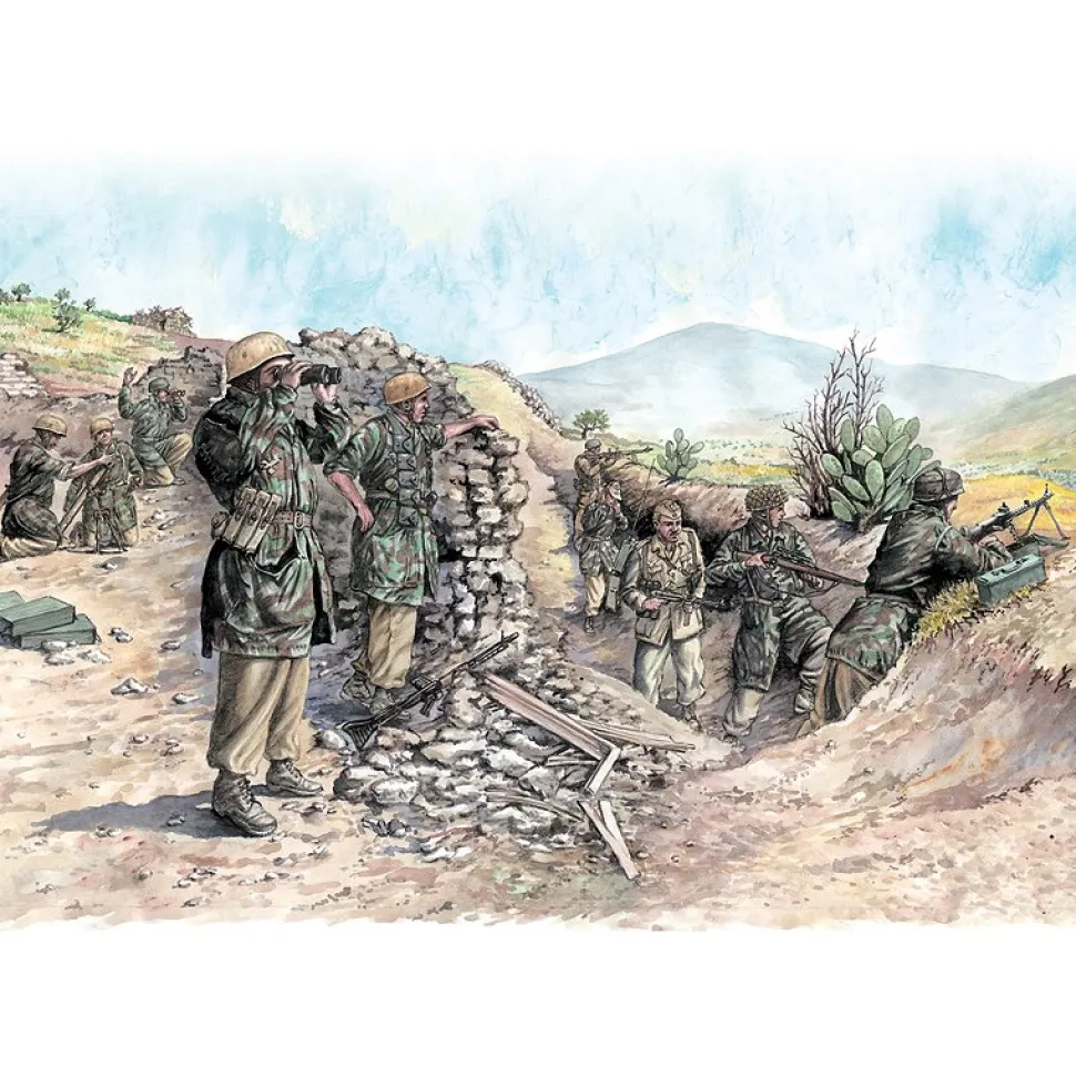 Figurines 2ème Guerre Mondiale : Parachutistes allemands en tenue tropicale - Italeri