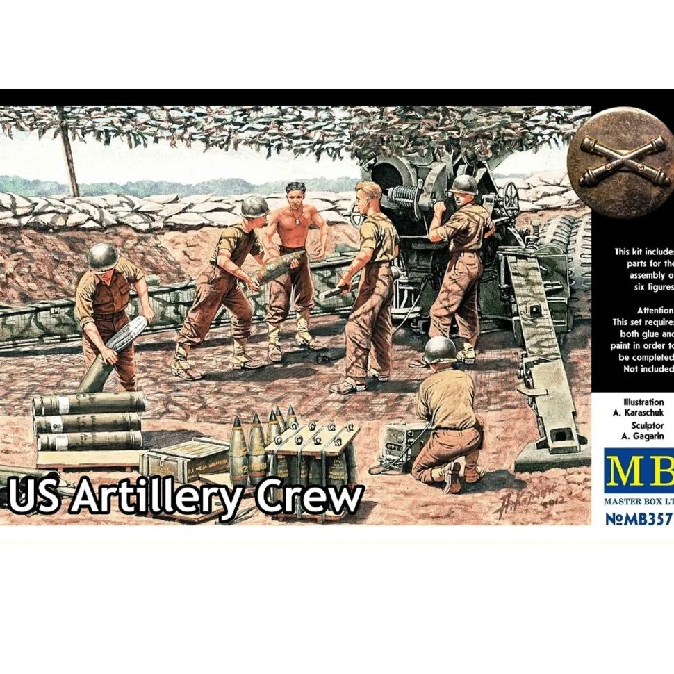 Figurines 2ème Guerre mondiale : Set artilleurs Us Army 1944-1945 - Master Box