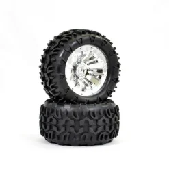 FTX Carnage Mounted Wheel/Tyre Complete Pair - Chrome - FTX
