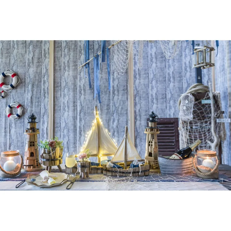 Grand Photophore bois/métal/verre sur pieds 18cm - RueDeLaFete