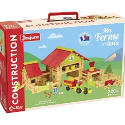 Grande ferme avec tracteur et animaux en bois : 220 pièces - JeuJura