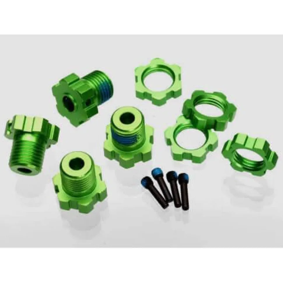 Hexagones De Roues Alu Anodises Vert + Ecrous De Roues Anodises Vert - Traxxas