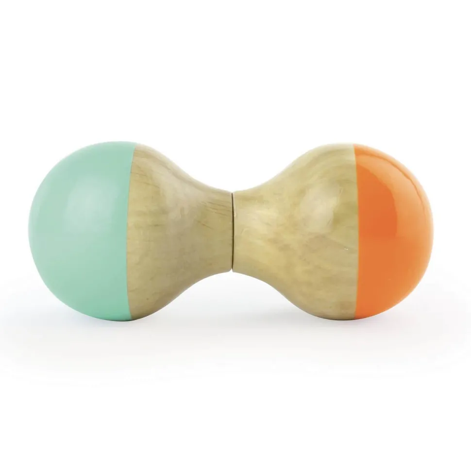 Hochet du jura mint et orange en bois - Vilac