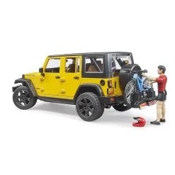 Jeep Wrangler Rubicon avec cycliste et vélo tout terrain - Bruder