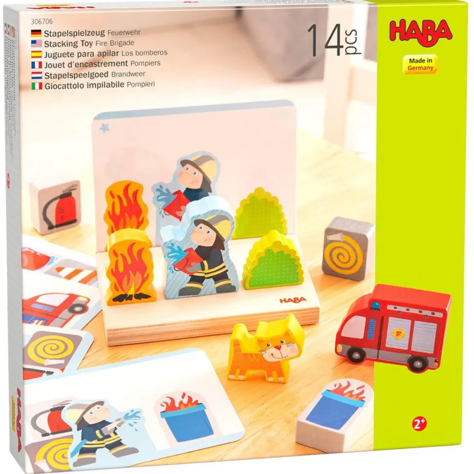 Jeu à empiler en bois 3D pompiers - Haba