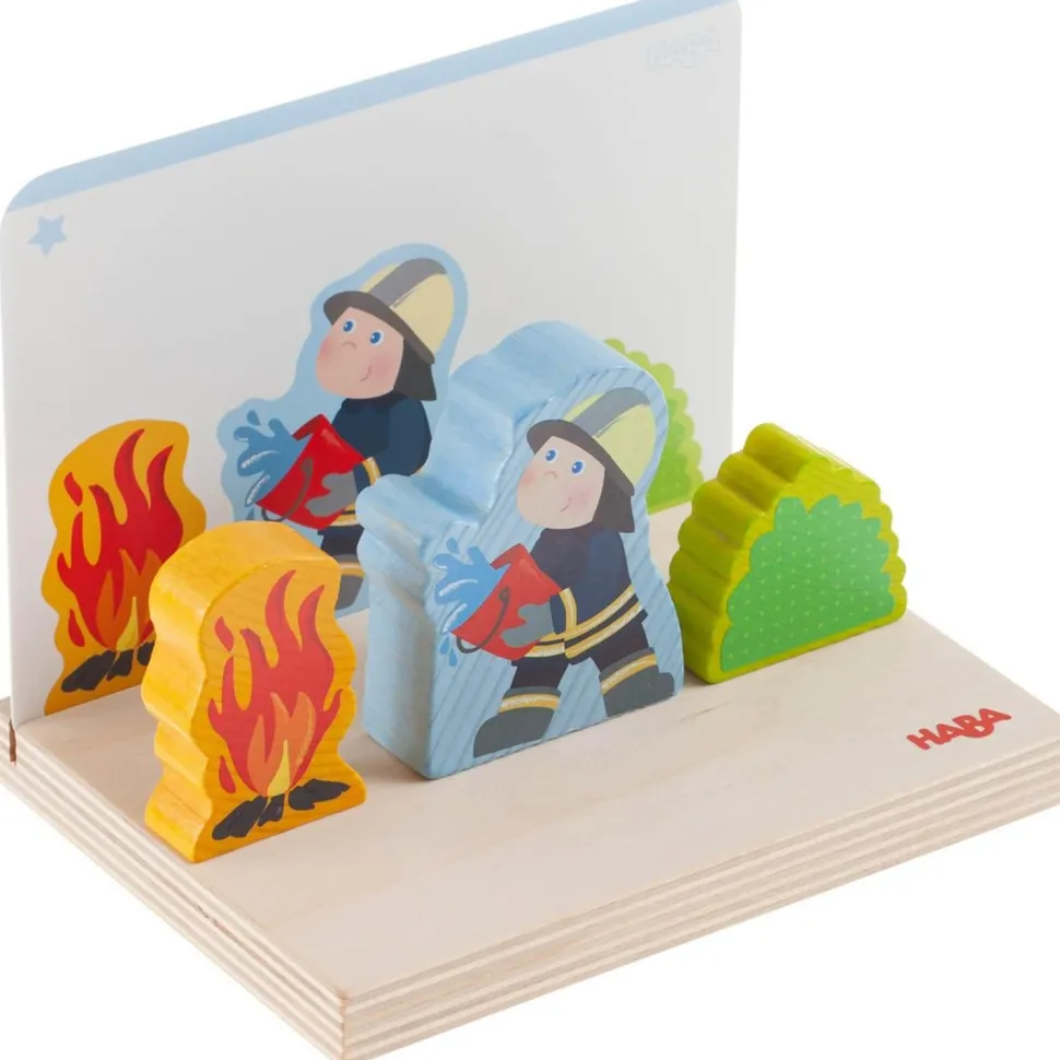 Jeu à empiler en bois 3D pompiers - Haba