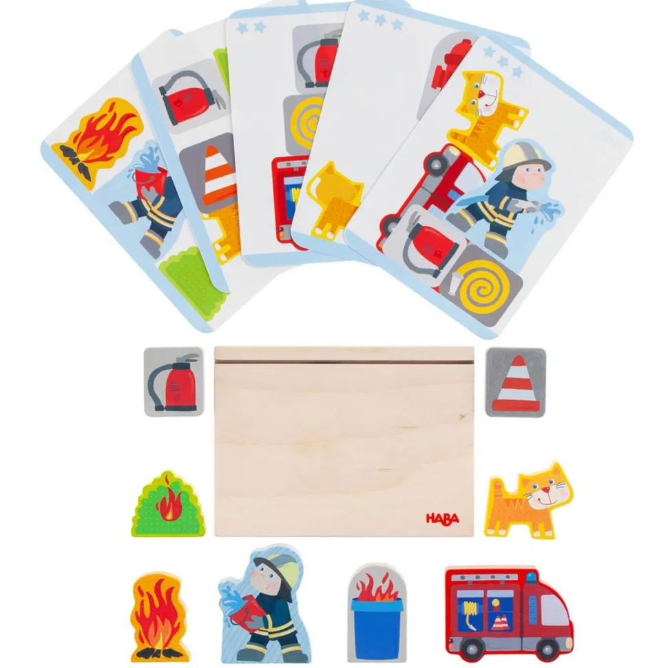 Jeu à empiler en bois 3D pompiers - Haba