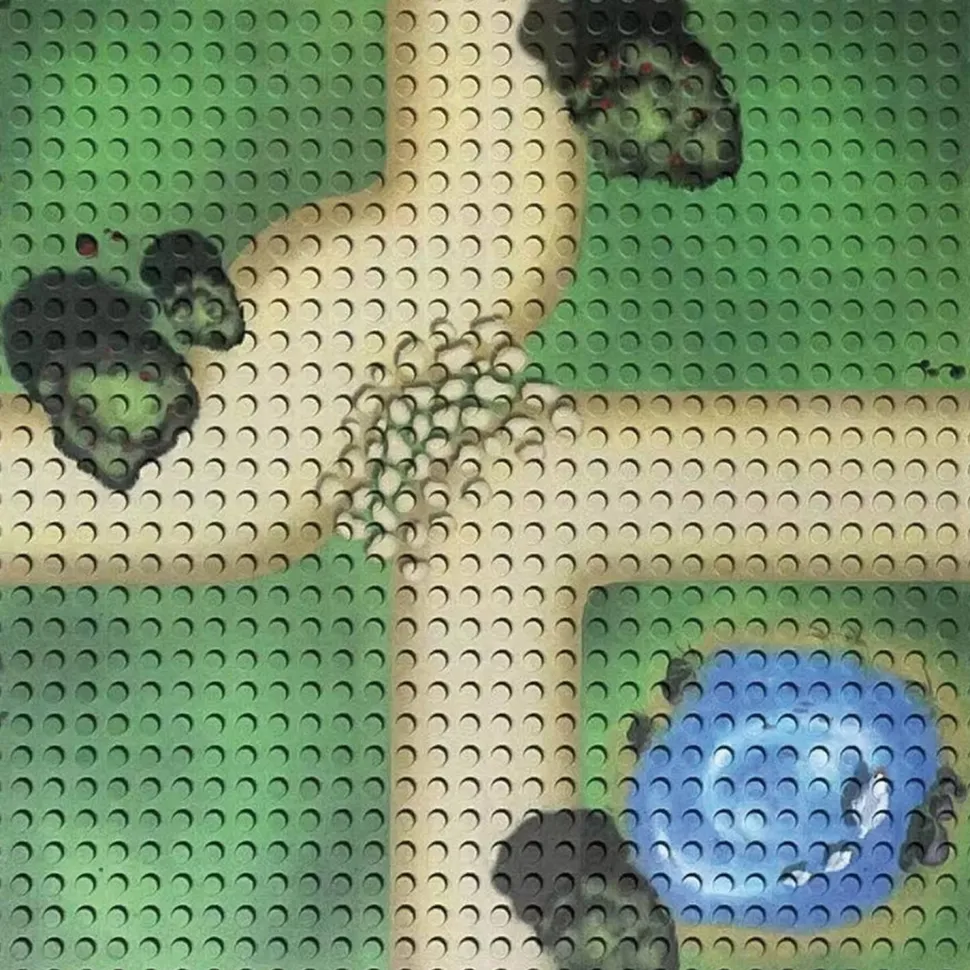 Jeu de blocs de construction Plateaux 32x32 picots 4 pièces ferme - Eduplay