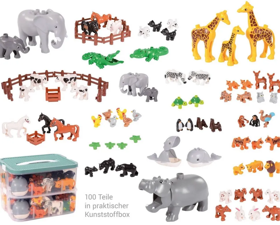 Jeu de briques de construction Junior Accessoires Animaux et clôtures 100 pièces - Eduplay
