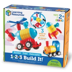 Jeu de construction : 1-2-3 Build It!™: fusée, train, hélicoptère - Learning Resources
