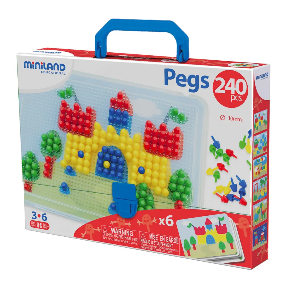 Jeu de mosaïques : Pegs (240 pièces) - Miniland Educational