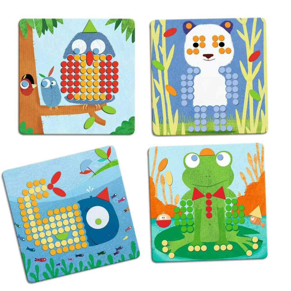 Jeu éducatif en bois : Mosaïco Rigolo - Djeco