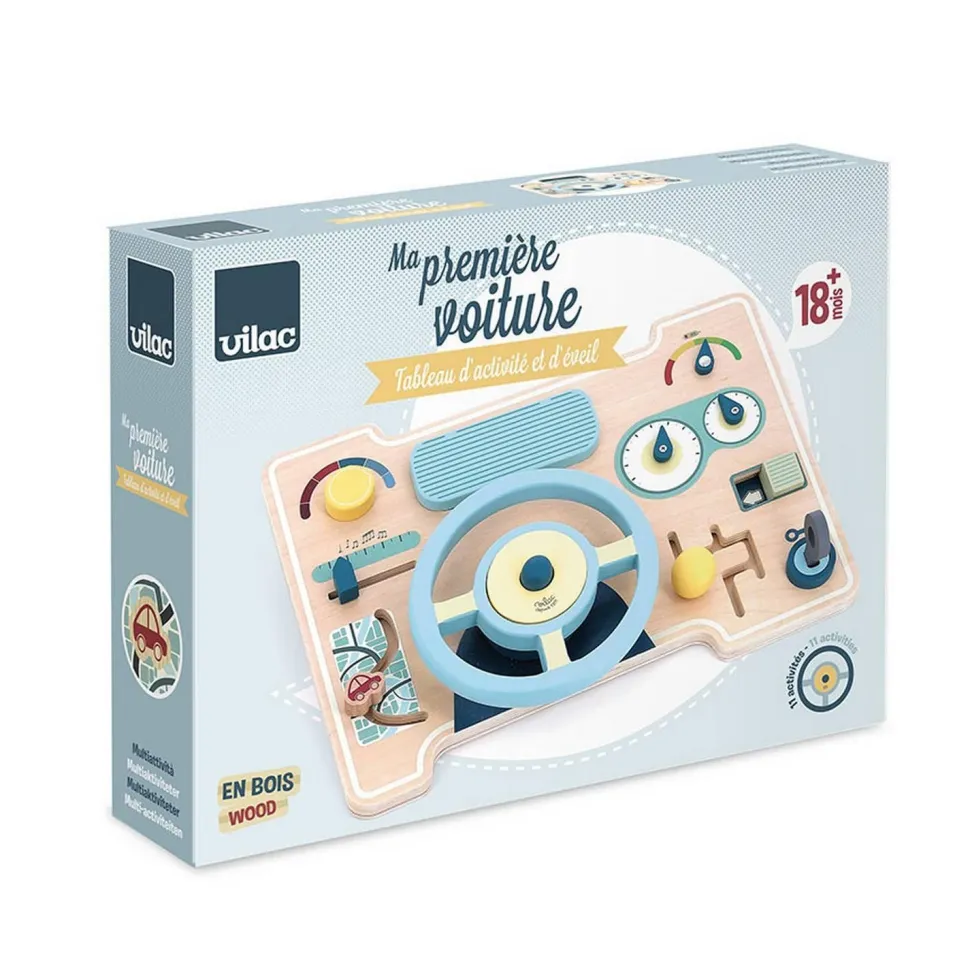 Jeu d'éveil en bois, Tableau de bord multi-activités - Vilac