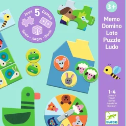 JEUX EDUCATIFS - MÉMOS, LOTOS, DOMINOS : À la ferme - 5 JEUX - Djeco