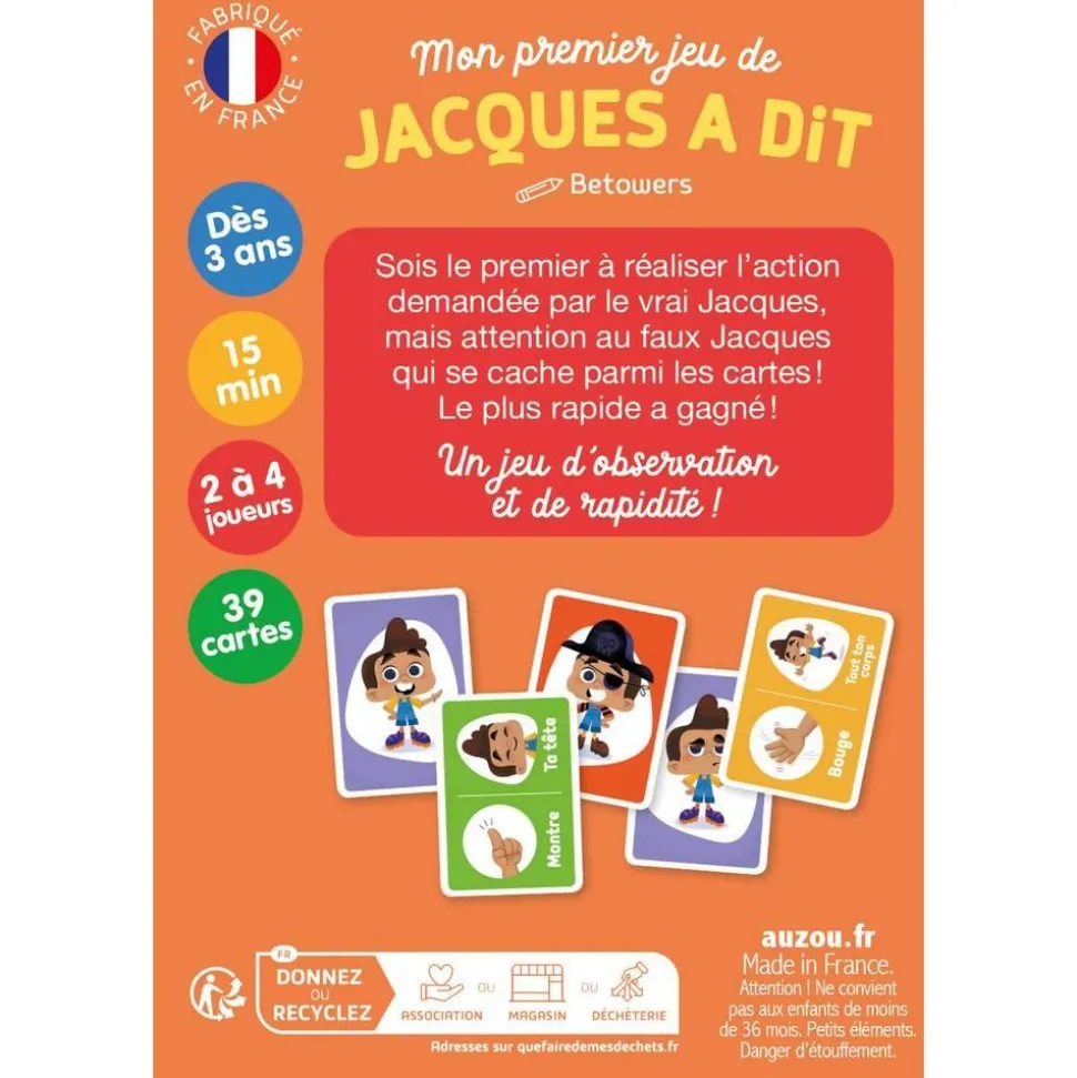 Jeux de cartes - Mon premier jeu de jacques a dit - Editions Auzou