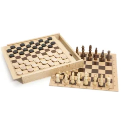 Jeux de dames et d'échecs : Coffret en bois - JeuJura