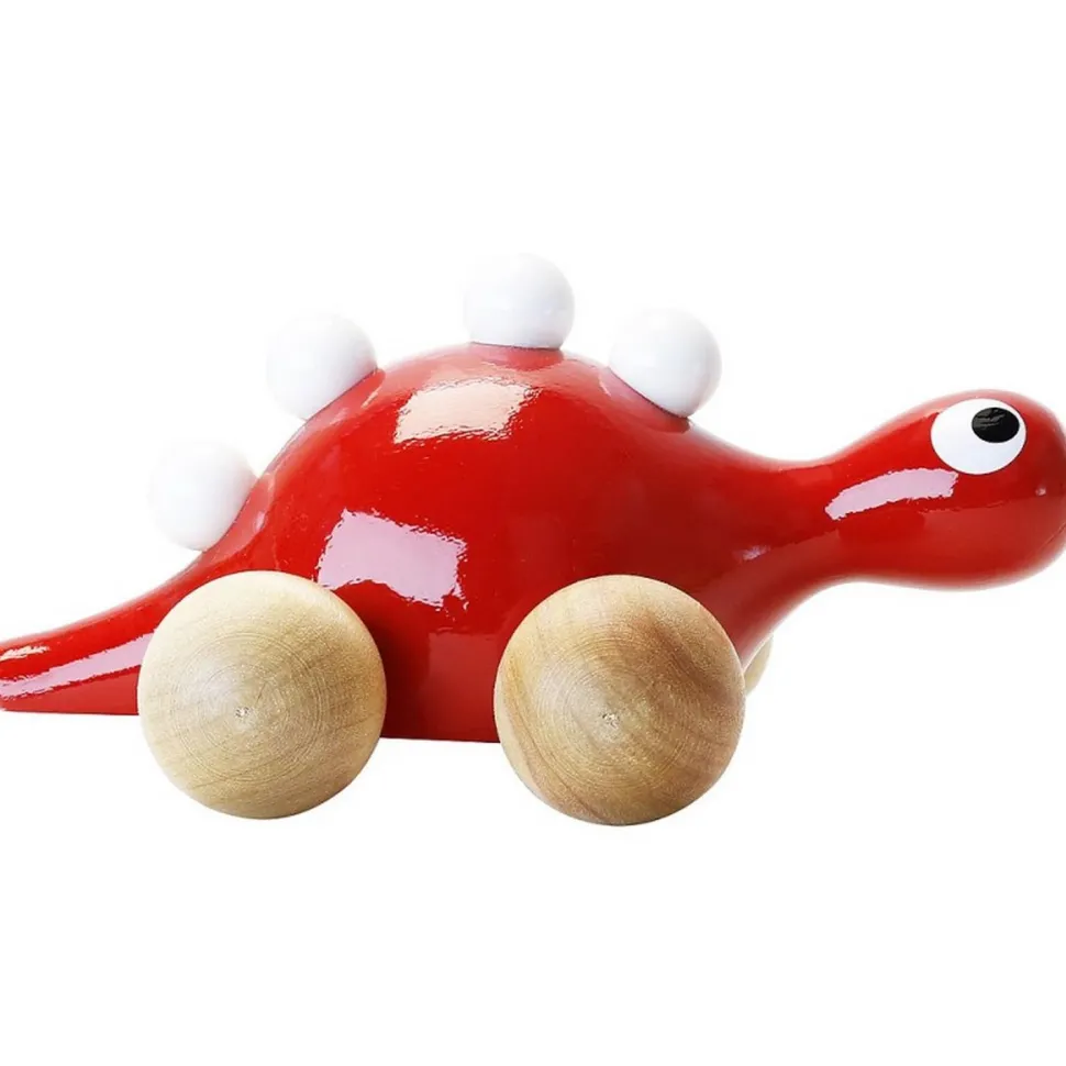 Jouet à promener en bois : dino rouge - Vilac